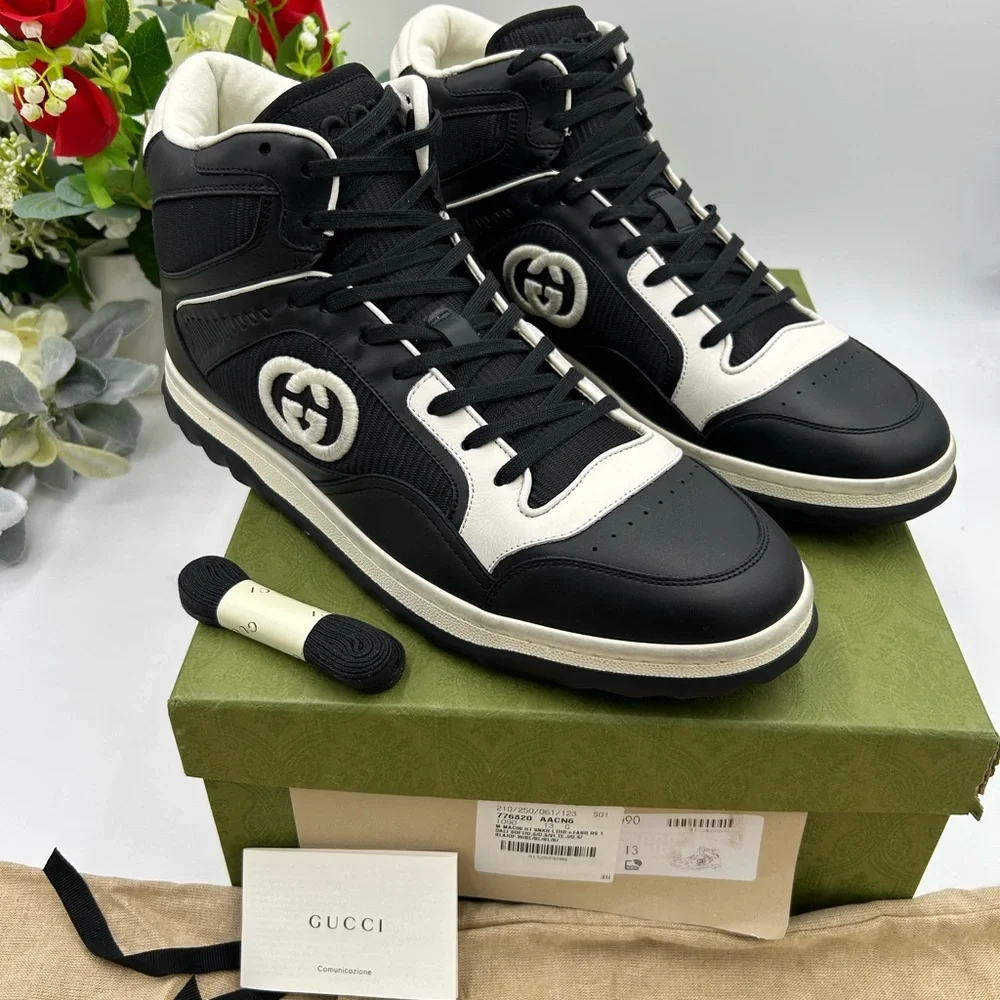 Men's Gucci MAC – 80 high top distressed leather sneakers size 13 made in Italy